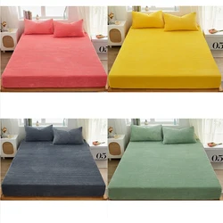 Coral Velvet Bedsheet Bedspread Milk Velvet Mattress Protective Cover Winter Plush Insulation Bedspread