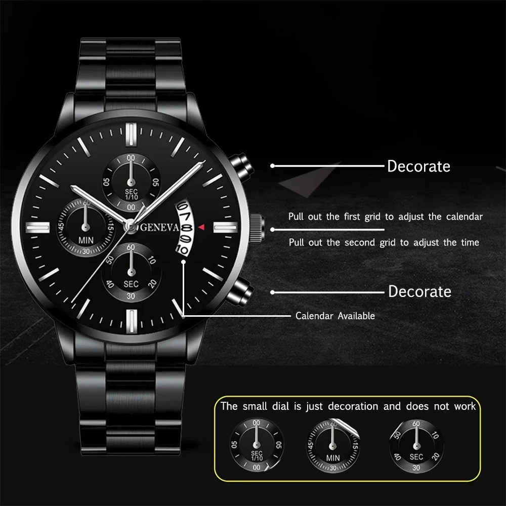 Reloj de pulsera de cuarzo Para Hombre, cronógrafo informal de negocios, de lujo, de acero inoxidable, a la moda, nuevo