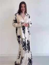 Two Piece Abaya Set Muslim Women Flower Print Shirt Skirt Suits Ramadan Morocco Dubai Abayas Islam Outfits Jalabiya Ensemble