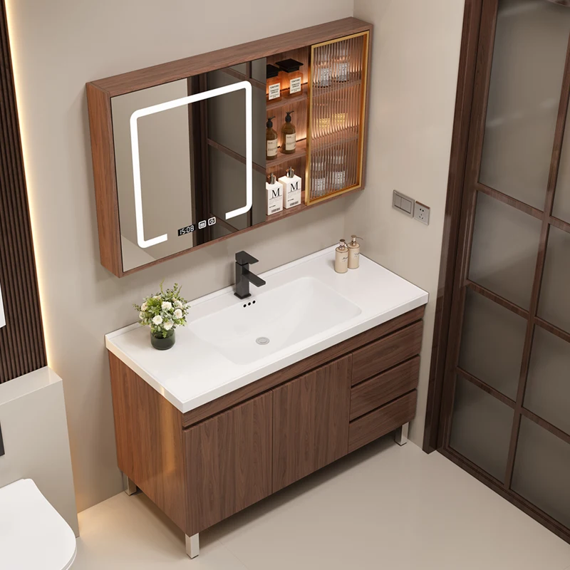 

Solid Wood Floor Bathroom Cabinets Washbasin Combination Vintage Toilet Bathroom Cabinets Vanity Drawer Muebles Home Furniture