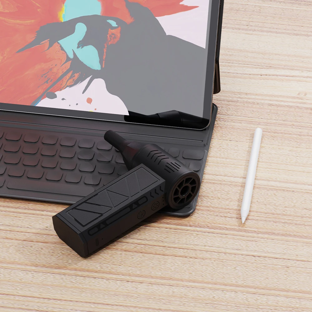 منفاخ منفضة الهواء الاحترافي |   رياح عاصفة لاسلكية متعددة المشاهد لتفصيل السيارة/لوحة المفاتيح/ورشة العمل |    نظام تنبيه السلامة LED