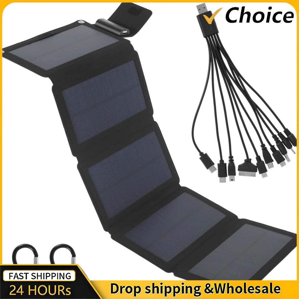 Panel Solar plegable impermeable para exteriores, cargador de batería portátil de 5V, 160W, puerto USB, teléfono móvil, PC, coche, senderismo, 6 veces