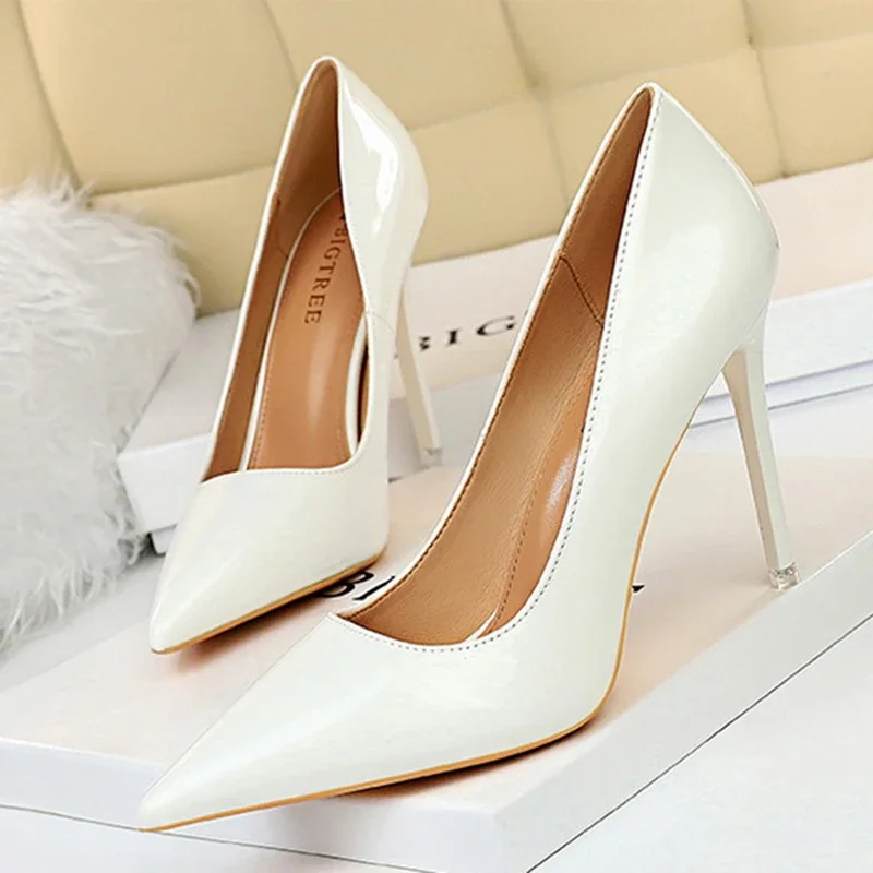 Shoes Patent Leather Woman Pumps High Heels Stiletto Heels 10.5 Cm Red Wedding Shoe Bridal Shoes Women Heels 2025