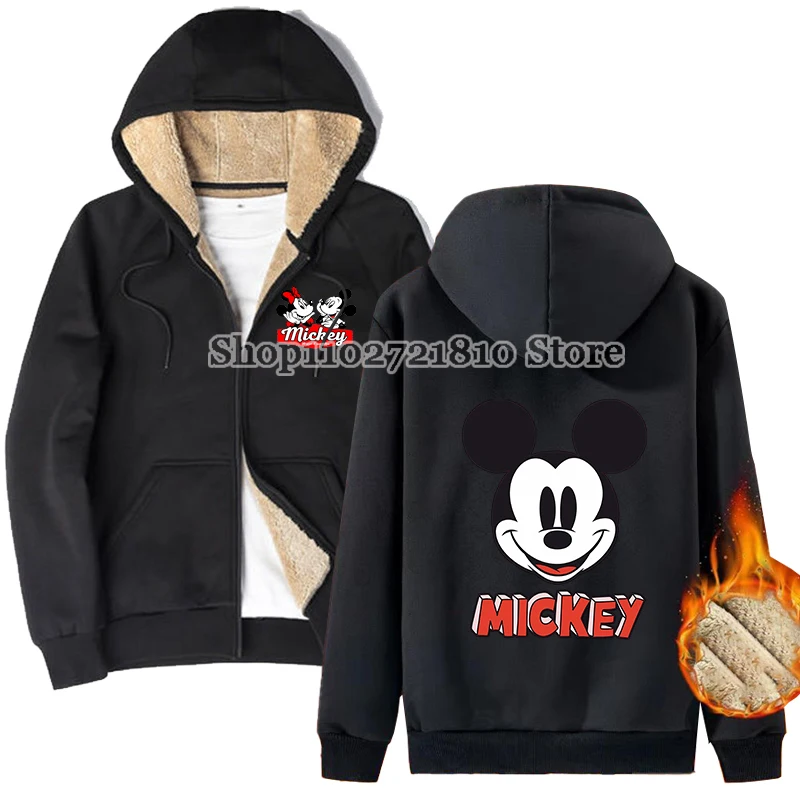 Mickey Minnie Mouse Lamb Jacket Autumn Winter Disney Cartoon Anime Oversize Coats Comfortable Warm Hooded Men Women Sweatshirt