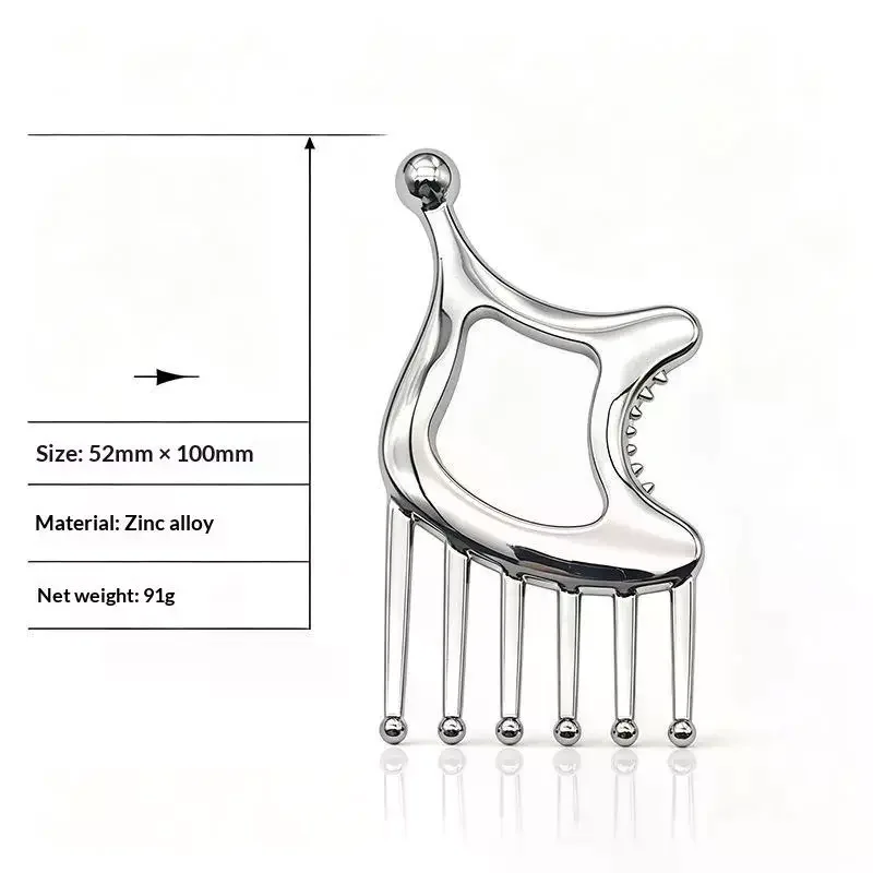Multifunctional Scalp Massage Comb Metal Gua Sha Tools Neck, Face,Eyes Deep Tissue Release Scraping Board Myofascial Massager