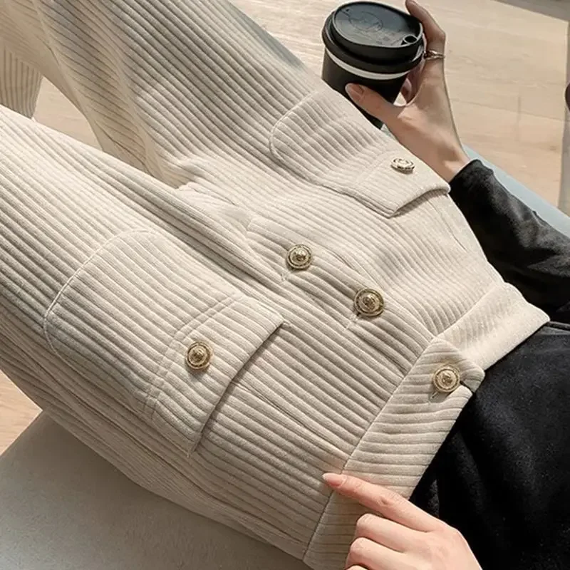 السراويل للنساء أنيقة عالية الخصر العصرية زر الخريف تصميم دافئ الكورية نمط بنطلون فضفاض كل مباراة السيدات شعبية جديدة