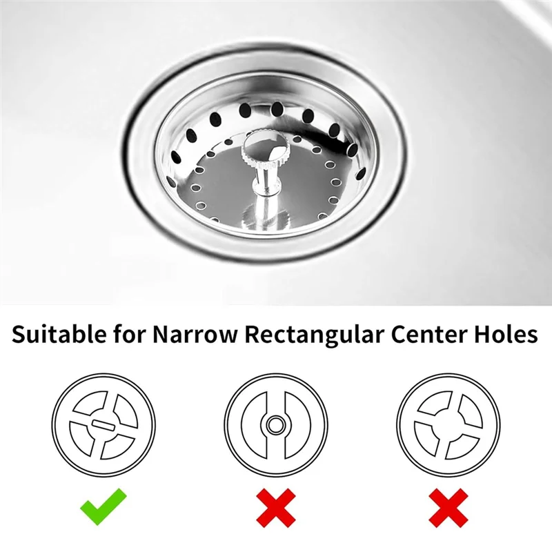 ABFS 2PCS Kitchen Sink Drain Strainer Sink Stopper Combo For Standard 3-1/2 Inch Drain, Stainless Steel Sink Strainer Basket