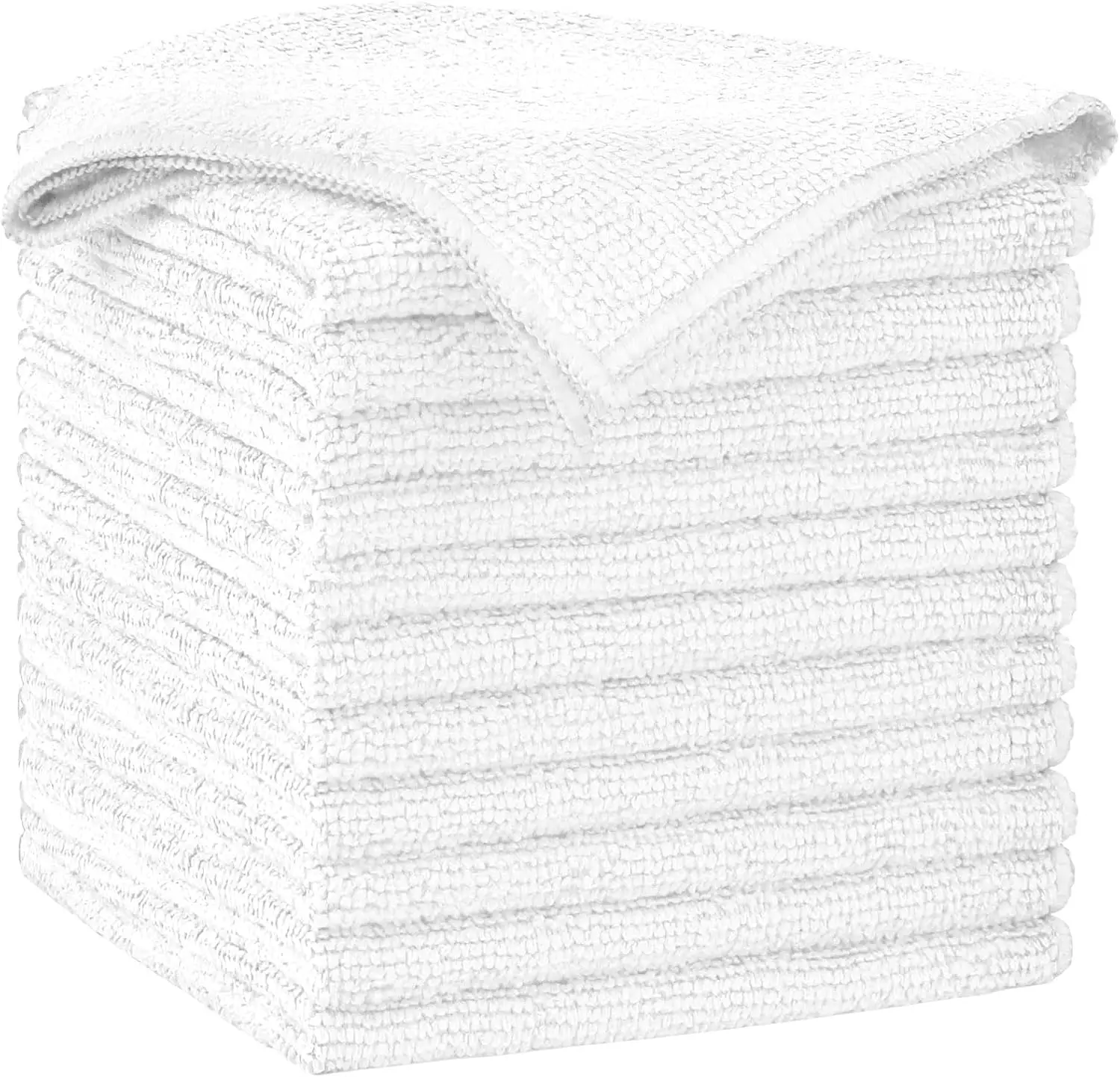 Reusable Microfiber Cleaning Cloths, White, 12 Pack, 12 x 12 Inch Cleaning Rags