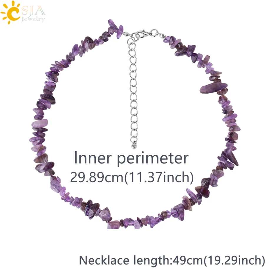 Bohemian Crystal Necklaces Healing Natural Stone Choker Necklace for Women Irregualr Chip Beads Amethysts Pink Quartz Lapis H123