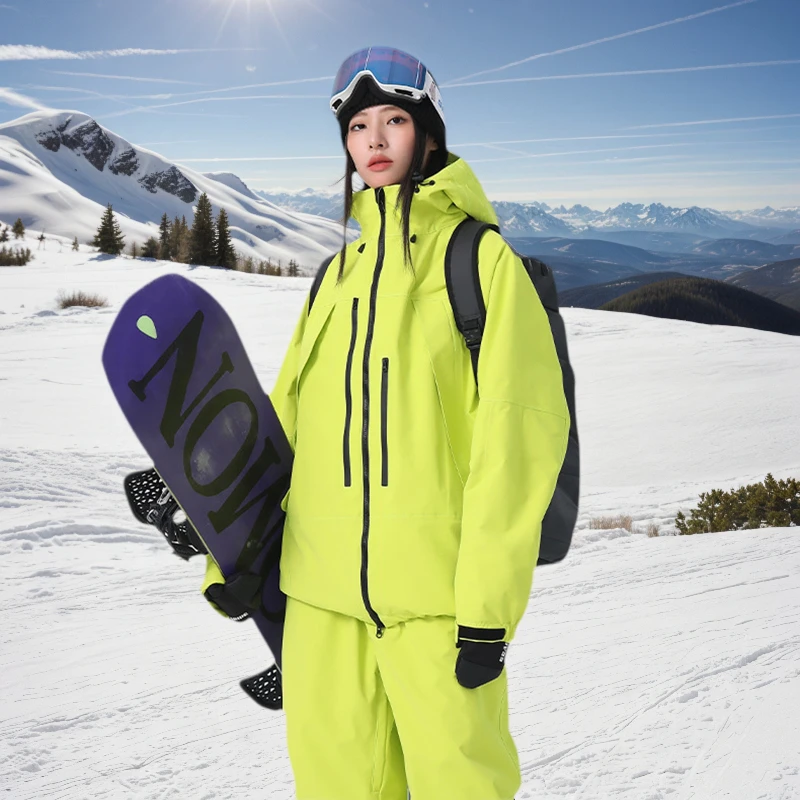 

2025 New Winter Warm Skiing Jackets Women Men Snow Windproof Waterproof Ski Coat Breathable Adult Loose Solid Hooded Snowwear