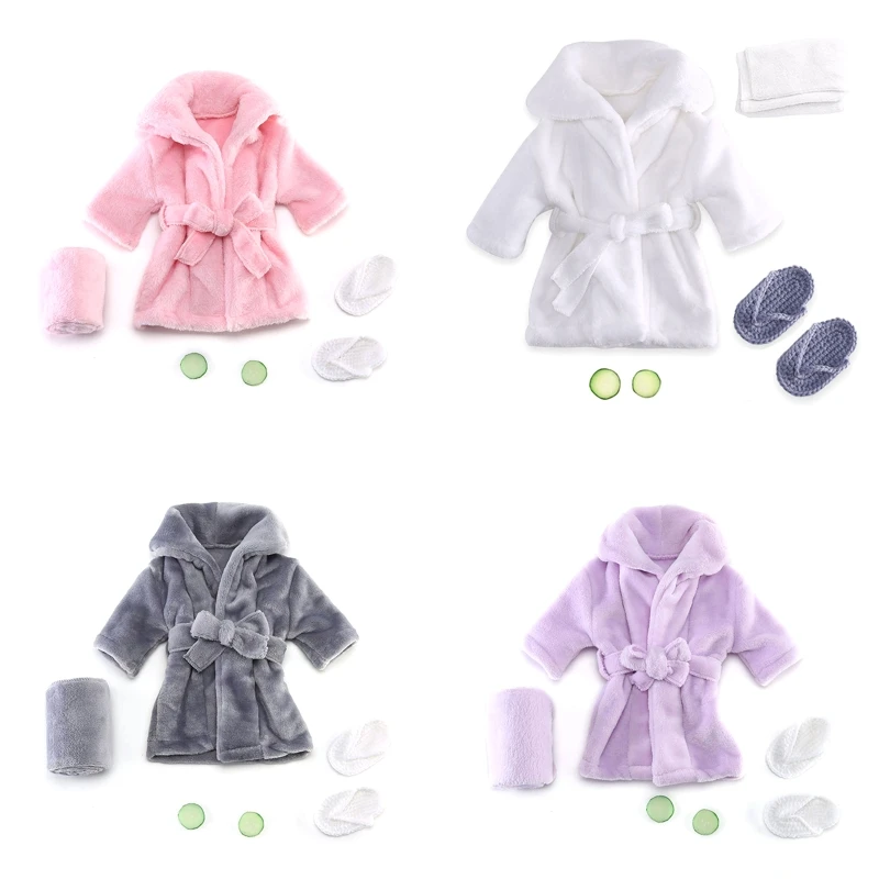 

F1CB Baby Posing Costume Newborn Bathrobe Towel Set & Cucumber Slices Photo Prop