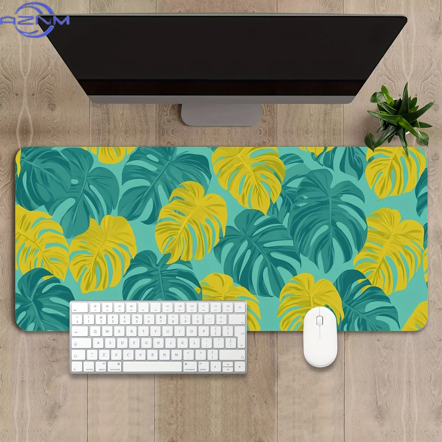 Large Gaming Mouse Pad with Vibrant Tropical Leaves Design - Non-Slip Desk Mat for Office, Home & Gaming, Durable Rectangular Co