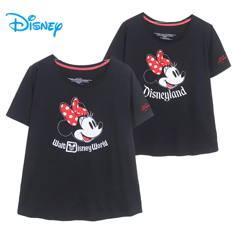 

Disney World Minnie Embroidery T Shirt O Neck Short Sleeve Women Cartoon Tshirt Top Disneyland Casual Tee Summer Streetwear