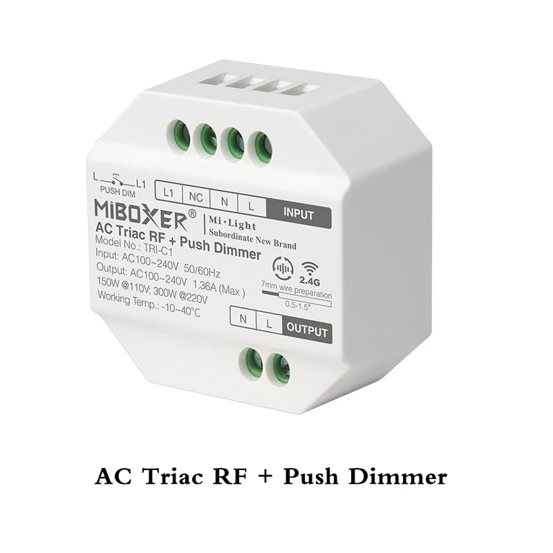 2.4GHz Triac RF Dimmer Stepless Adjustment For Single Color Triac Dimmable Led Light Traditional Filament Lamp Halogen Lamp