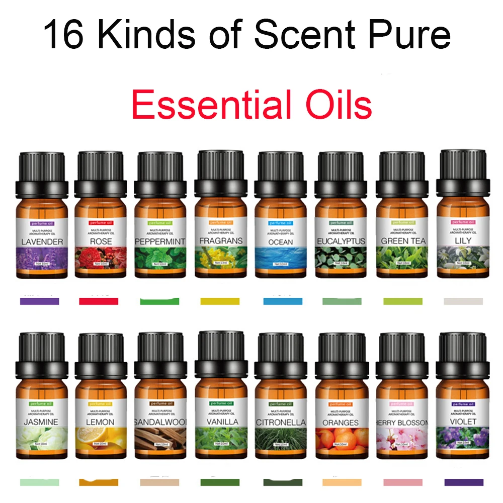 16 Kinds of Scent Pure Essential Oils Diffuser Oils Lavender Tea Tree Lemon Rose OCEAN SANDAL WOOD Eucalyptus CHERRY BLOSSOMS