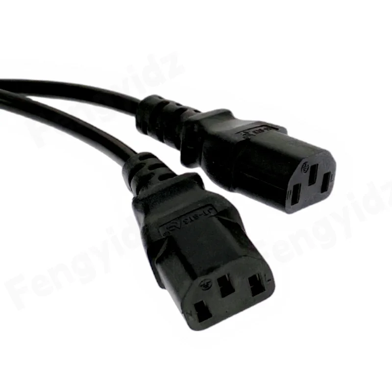 Wholesale 1pcs Single C14 to Dual C13 5-13R Short Power Y Type Splitter Adapter Cable Cord 30cm