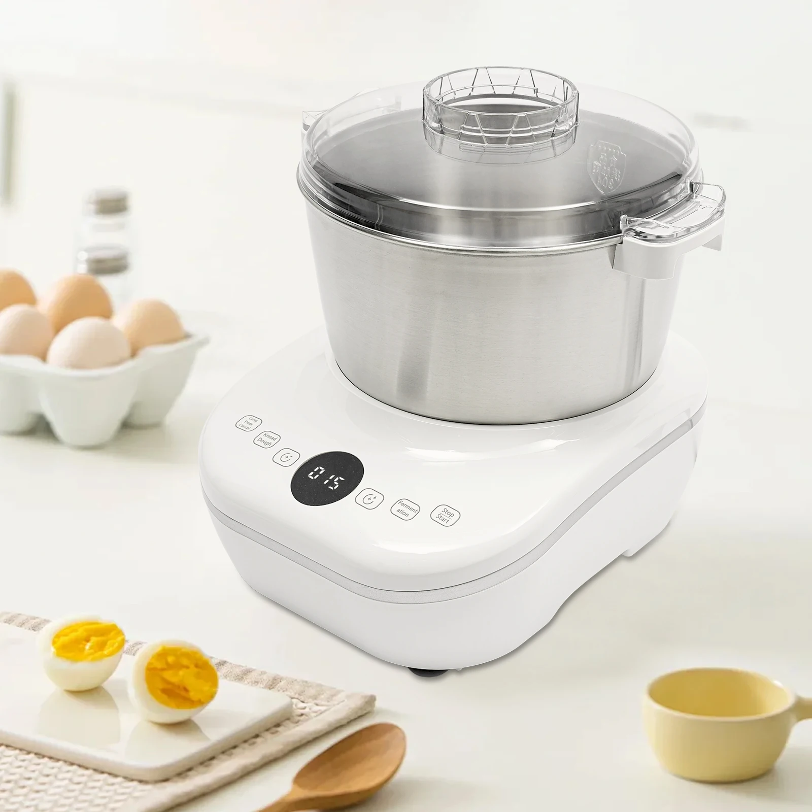 発酵機能付き電気生地メーカーマシン、4.5クォート230Wステンレス鋼自動ニーダー、パン、ピザ、麺用