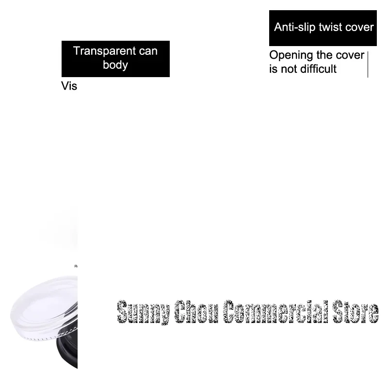 ขวดแบนสีดำสำหรับเก็บอุปกรณ์ทำเล็บ 10 ชิ้น กล่องใส่ผงกลิตเตอร์ตกแต่งเล็บ กล่องใส่เพชรปลอมแบบเติมได้ สำหรับใส่บาล์ม