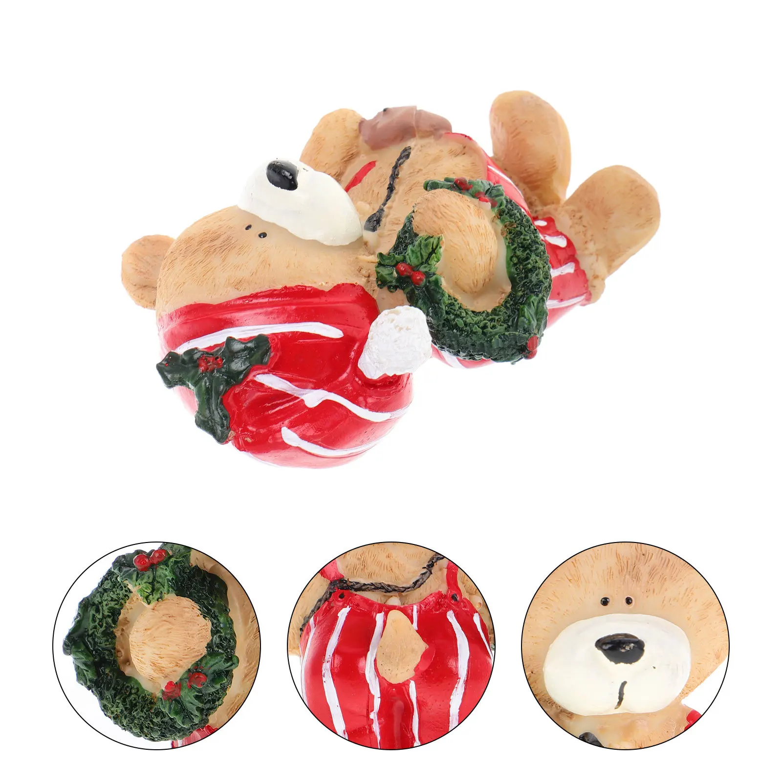 

Cute Christmas Bear Resin Ornament Charming Xmas Bear Decoration for Mantel Shelf Tabletop Photo Prop Holiday Decor