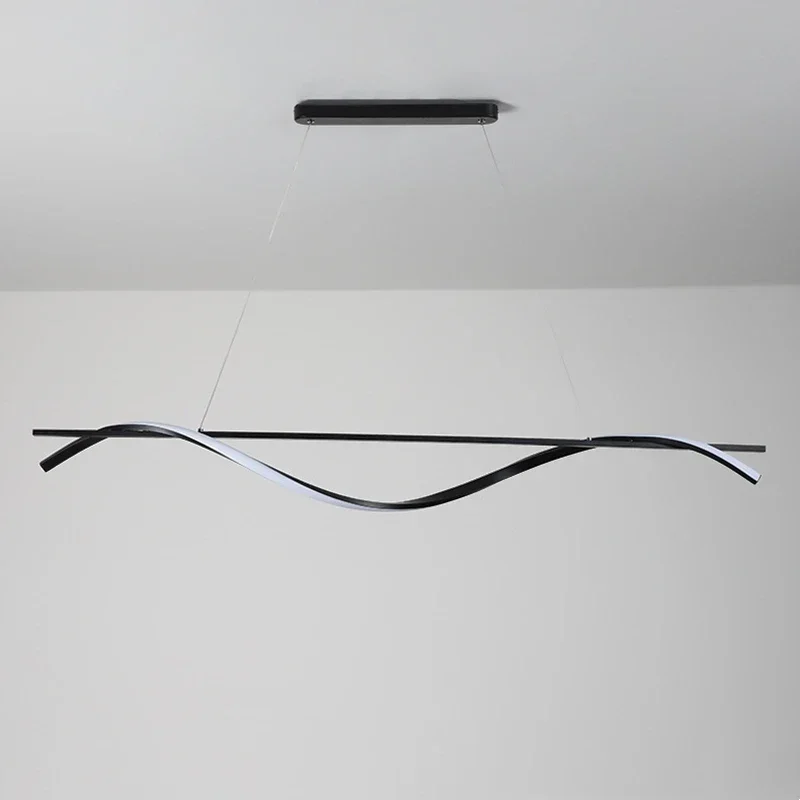 Imagem -02 - Nórdico Moderno Minimalista Lustre Restaurante Cozinha Quarto Designer Criativo One Character Led Long Strip Pendant Light