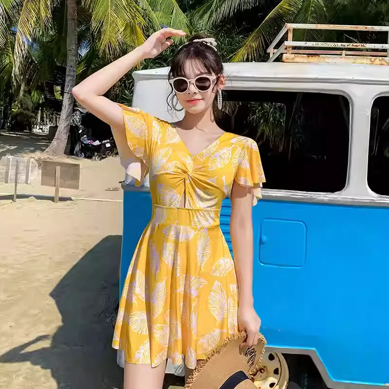 

New One-piece Flat Angle Swimsuit for Women, Slimming Down and Covering The Belly, Sexy Plus Size Hot Spring Swimsuit for Women