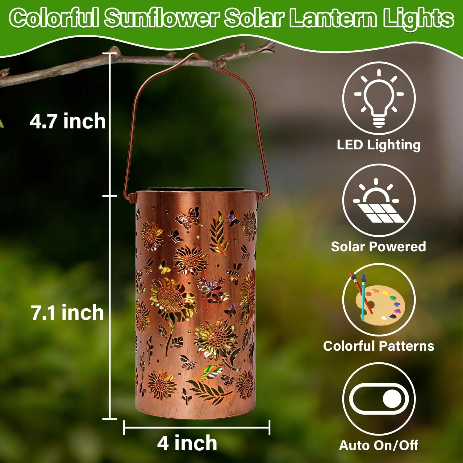 Sunflower Solar Projector Lantern Outdoor Hanging Solar Fairy Lamp Garden Decor Sunflower Solar Light forYard Lawn Holiday Party view 5