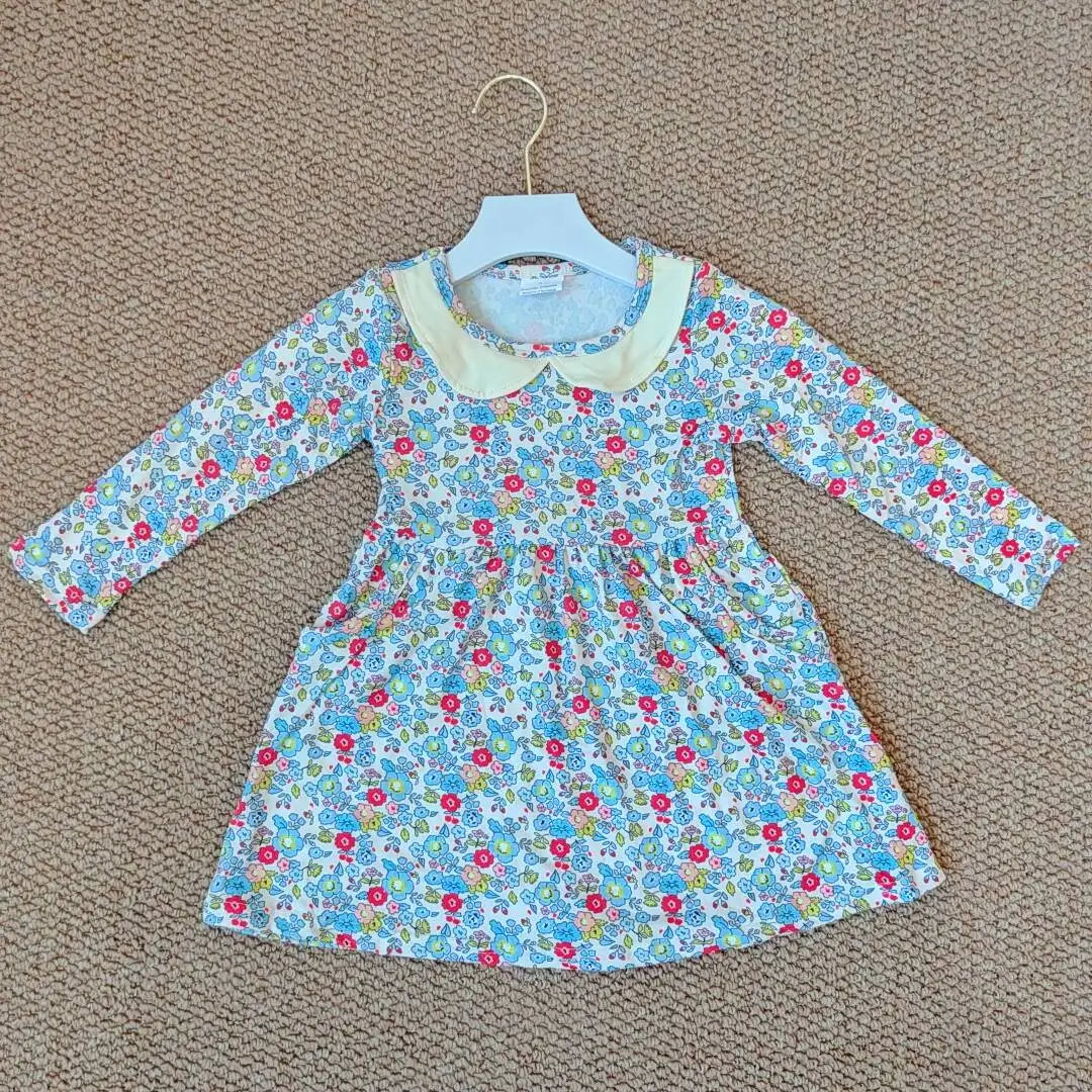 

9.26 Baby Girls Winter Dresses Baby Girls Blue Small Flowers Knee Length Dresses