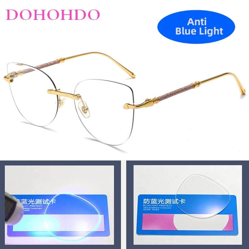 DOHOHDO-Gafas De Sol fotocromáticas transparentes Para hombre y mujer, lentes sin montura, Ojo De gato, montura De Metal