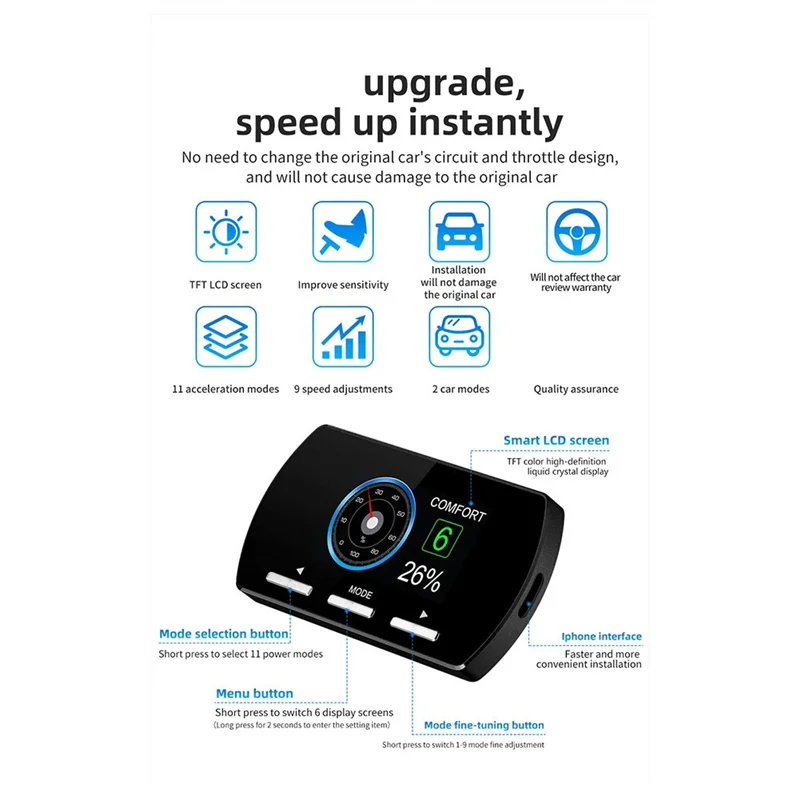 AS94-Car Electronic Throttle Controller Accelerator Tuning For Car 9 Drives 5 Modes Racing Accelerator Potent Booster