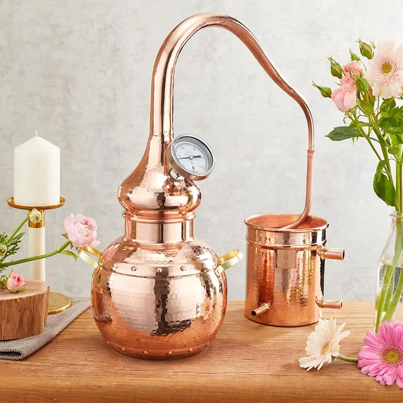 3L Copper Pot Distiller Home Hydrosol Essential Oil Distiller Spirits Alcohol Whiske DIY Retro Pure Red Copper Distillation Sets