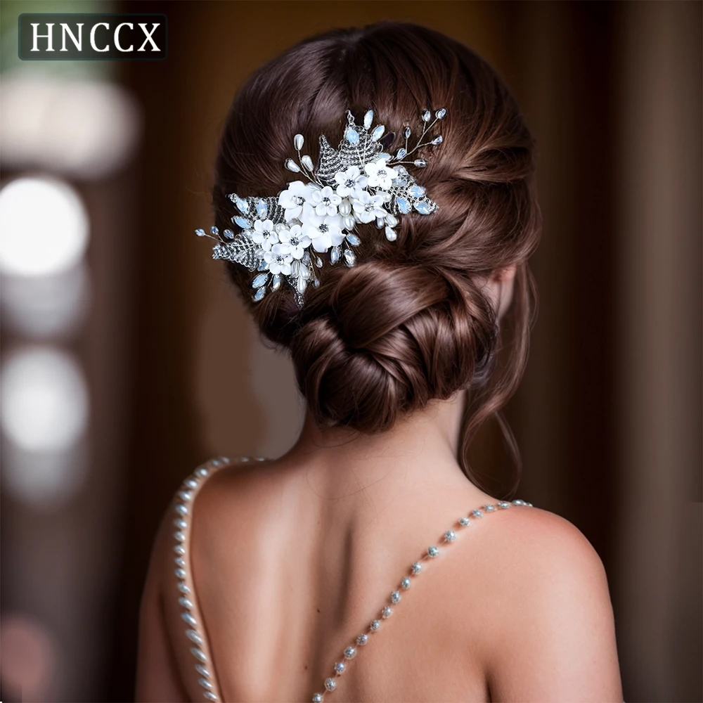 HNCCX Handmade Beaded Bride Hairpin Headwear Wedding Hair Combs Women Hair Accessories Bride Side Hair Clip Headdress CP338