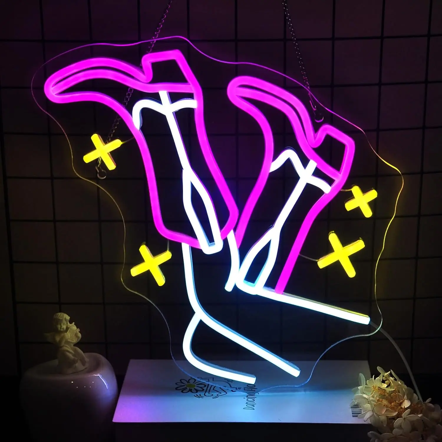 

Dracey Cowboy Boots Neon Sign Pink Cowgirl Boots Wall Decor USB Powered for Bedroom Game Room Man Cave Party Birthday Gift