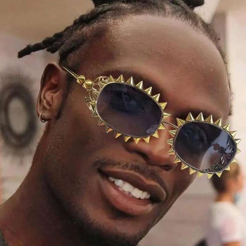 31BF Oval Frame Sunglasses with Metal Rivet Studded Popular Eyeglasses Perfect for Various Occasion and Outfit Casual Wear