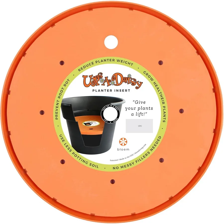 

UpsADaisy Round Planter Insert: 12 Orange Durable Resin Disk Drainage Holes Place Inside A Planter Use Less Potting Soil for In