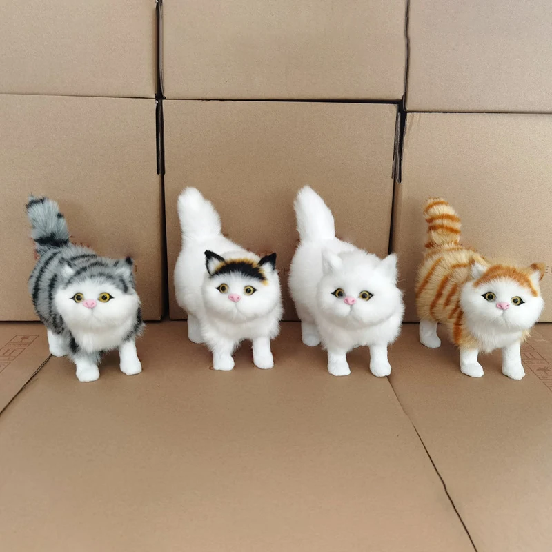 Cute Simulation Cat Plush Toys Soft Stuffed Kitten Model Artificial Wool Fake Cat Realist Animals For Kids Birthday Gift Toy New