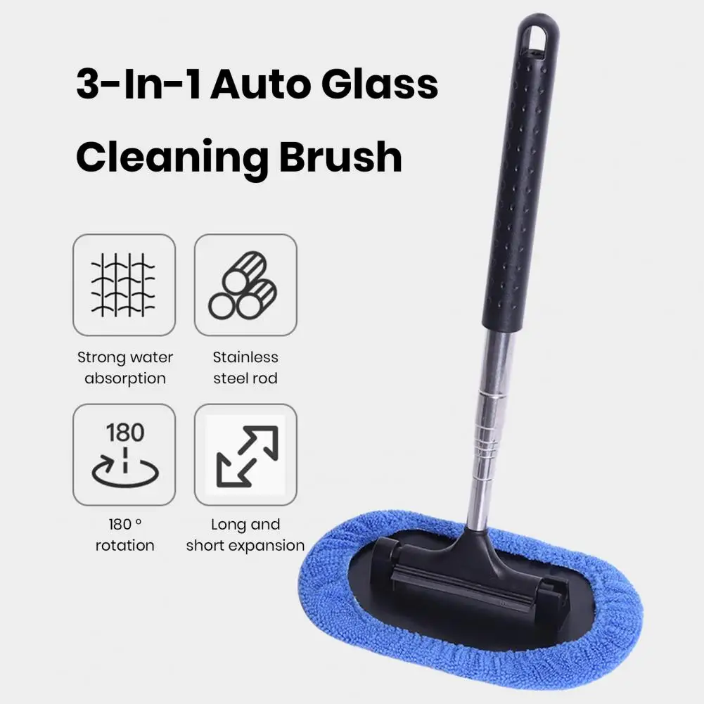 Microfiber Window Brush Stretchable Window Brush Multi-functional Telescopic Window Brush for Car Windshields Glass Efficient