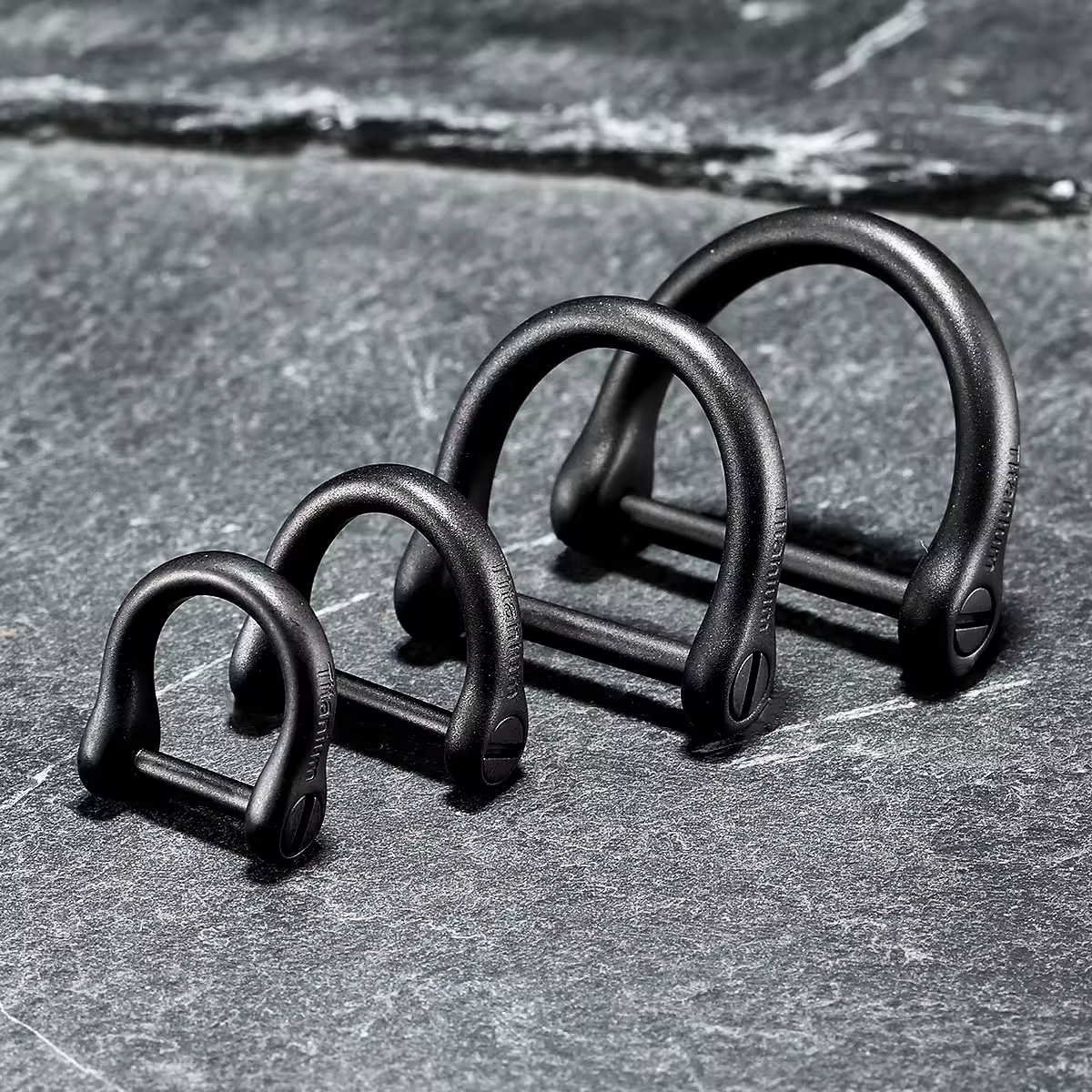 Llavero con hebilla D de titanio negro, tornillo chapado en herradura, soporte para llavero de coche, accesorios de herramientas EDC, joyería de regalo al por mayor