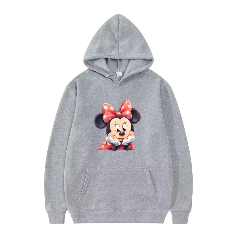 Disney minnie mouse padrão mulher cinza outono solto topos moda streetwear roupas pullovers senhoras barato moletons