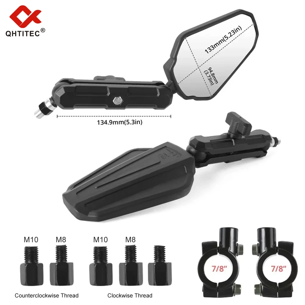 عالية الجودة العالمي للدراجات النارية مرآة الرؤية الخلفية طوي وقابل للتعديل زاوية عرض دراجة نارية الجانب مرآة عاكس #4