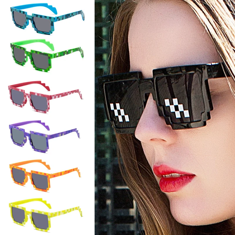 

1/6/12PCS 2025 New Fashion Pixel Sunglasses Novelty Funny Goggles Boys Girls Pixel Eyewear Mosaic Sunglasses Apparel Accessories