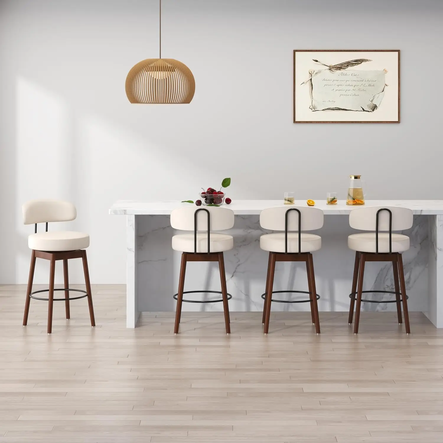 

Набор из 4 барных стульев с поворотным механизмом, высота сиденья 30 дюймов, обивка из искусственной кожи, со спинкой, современный дизайн, на заказ