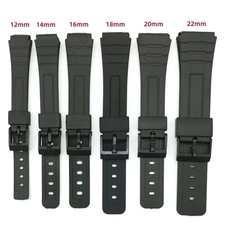 For CASIO Silicone Watch Strap 12 14 16 18 20 22mm Band for W800H SGW400 F91W F84 F105/108 A158/168 AE1200/1300 Resin Bracelet