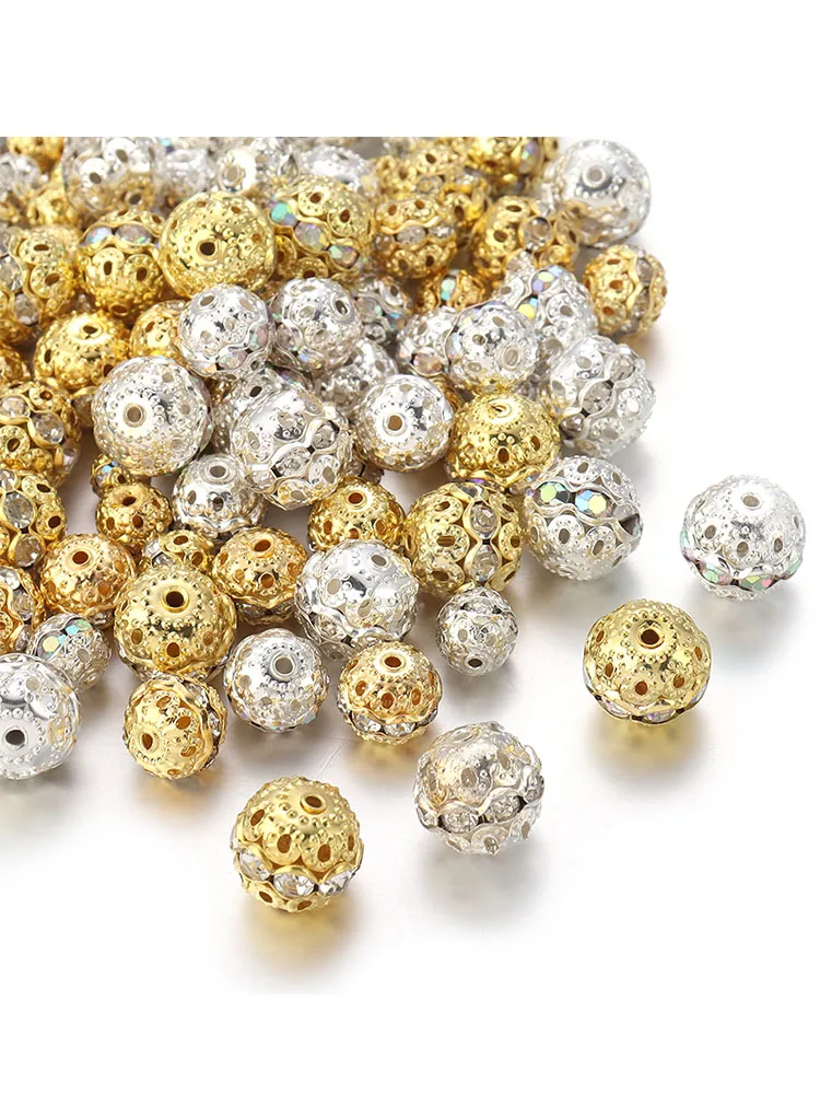 Perles rondes en cristal biscuits pour bijoux, perles d'espacement rondes pour bijoux exécutifs, bracelets à faire soi-même, collier, 10-20 pièces par lot