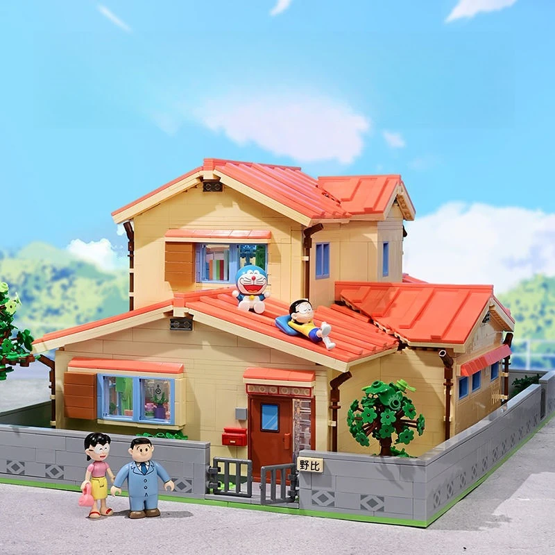 

New Keeppley Building Block Original Doraemon Nobita Big House Street View Model Puzzle Decorations Children's Toys Gift