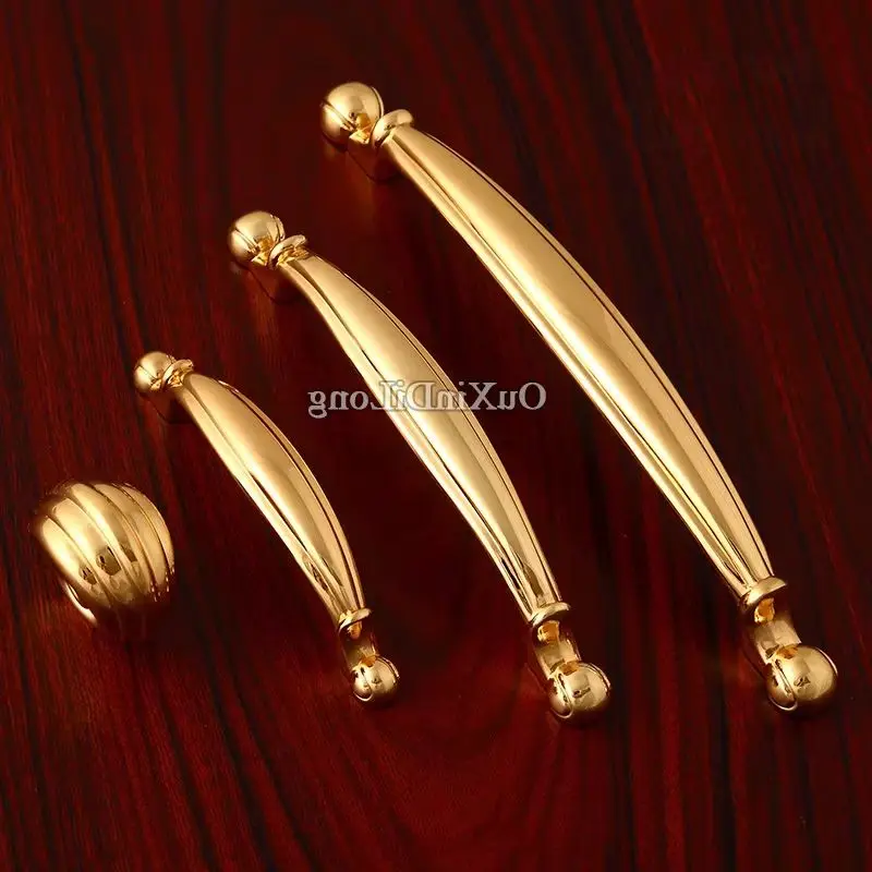 

New 2PCS Zinc Alloy European Furniture Handles Gold Drawer Pulls Cupboard Wardrobe Kitchen Shoe TV Cabinet Pulls Handles & Knobs