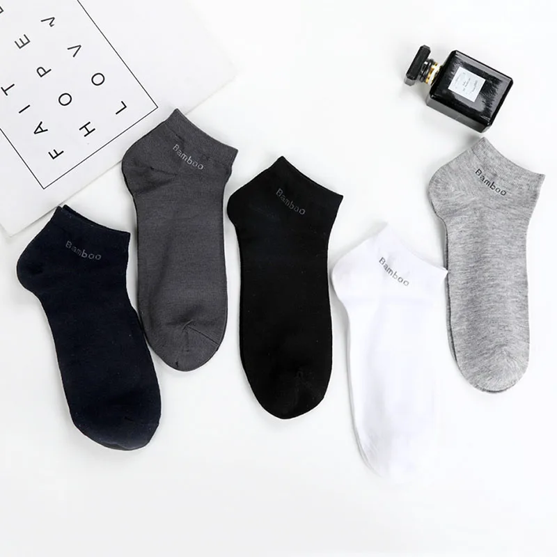 5 Pairs of Men Summer Bamboo Fiber Socks High Quality Comfortable Breathable Deodorization Ankle Fashion Business EUR37-43 Meais