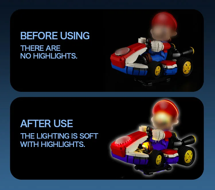 LEGO Marioedinglys Kart용 조명 키트 - Marioedinglys 표준 카트 72037 세트에는 빌딩 블록이 포함되지 않음(LED 조명 키트만 해당)