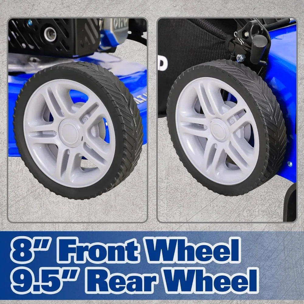 Cortador de grama a gás de 21 polegadas com motor de 4 ciclos 201cc, capacidade 3 em 1: ensacamento, mulching e descarga lateral