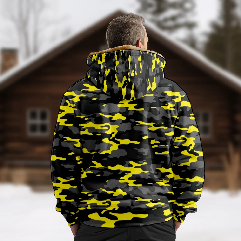 Men's Winter Jackets Coats,Retro Yellow Camouflage Pattern Cotton Clothes Overcoat Casual-chic Gothic CASUAL