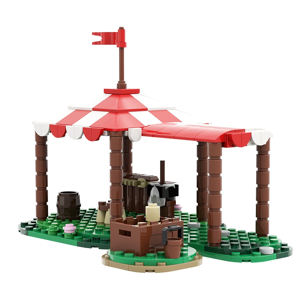 Gobricks MOC القرون الوسطى الجيش فارس خيمة بنة مجموعة خيام التخييم العسكرية نموذج التعليم ألعاب من الطوب هدايا أعياد ميلاد للأطفال
